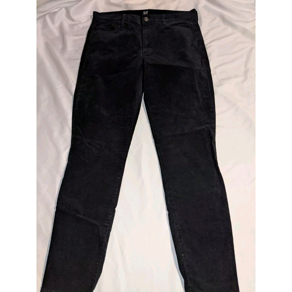 Gap Velvet High Rise Legging Black Size 30 Pockets Zipper Button Closure
